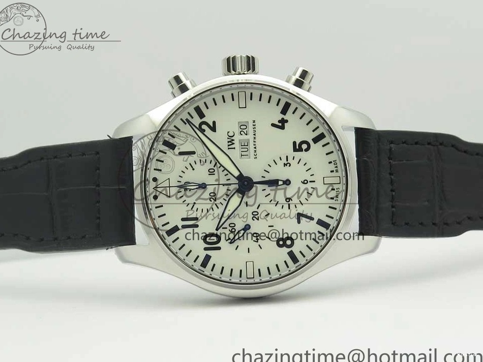 MIROTIME 0126 Pilot Chrono 377725 SS ZF 1:1 Best Edition White Dial on Black Leather Strap A Soft 7183